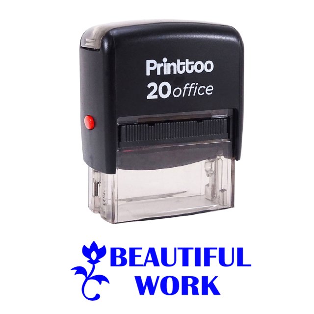 Printtoo BEAUTIFUL WORK Self Inking Rubber Stamp Office Stationary Custom Stamp-Blue