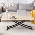thumbnail image 4 of Hi loPres 4-in-1 Lift Top Expandable Dining Table, Light Wood Melamine & Black Legs, Space-Saving Table for Small Apartment, 4 of 12