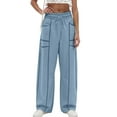 thumbnail image 6 of Resicozy Barrel Sweatpants Women Casual Elastic Drawstring Waist Wide Leg Sweatpant with Pockets Lounge Baggy Pants Blue XL, 6 of 6