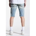 thumbnail image 3 of Crysp Denim Men's Frankie Distressed Rips Skinny Fit Denim Jean Shorts (30, Blue Distressed), 3 of 3
