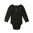 thumbnail image 1 of Newborn Baby Long Sleeve Romper Knitted Rib Casual Button Jumpsuit, 1 of 7