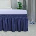 thumbnail image 5 of RUseeN Wrap Around Ruffled Bed Skirt with Adjustable Elastic Belt - 15 Inch Drop Easy to Put On, Wrinkle Free Bedskirt Dust Ruffles, Frame Cover for Queen, King and C-King Size Beds, Navy Blue, 5 of 7