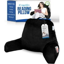 ComfortSpa Reading Pillow for Bed, Backrest Pillows with Arms Pockets, Removable Cover, 19" Tall, Black, Large