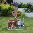 thumbnail image 6 of YIQMI Cat and Squirrel Garden Statue with Solar LED Street Lamp, Detachable Cat Figurine, Outdoor Resin Tree Stump Planter with Welcome Sign for Patio, Lawn, Porch Decor, 6 of 13
