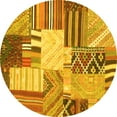 thumbnail image 1 of Ahgly Company Machine Washable Indoor Round Patchwork Yellow Transitional Area Rugs, 7' Round, 1 of 4