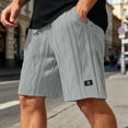 thumbnail image 3 of Mens Shorts Casual Summer Elastic Waist Textured Straight Leg Loose Fit Lightweight Lounge Shorts with Pockets, 3 of 5