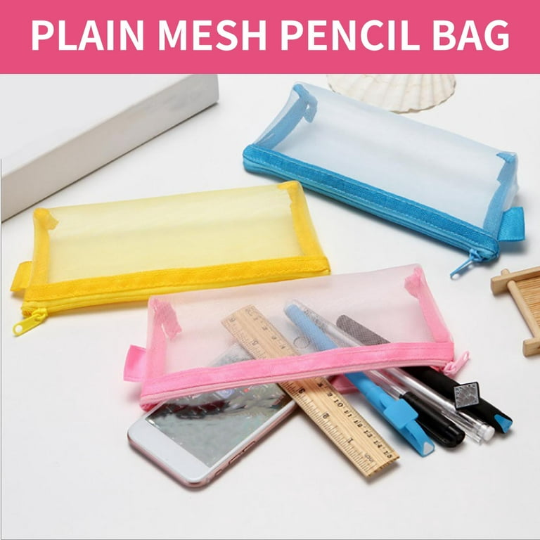 Multipurpose Transparent Mesh Zipper Pouches Cosmetic Bag Makeup Pouches  Pencil Case Pen Holder Travel Organizers (Black White Grey Pink Yellow  Blue) Items under 7 Dollars 