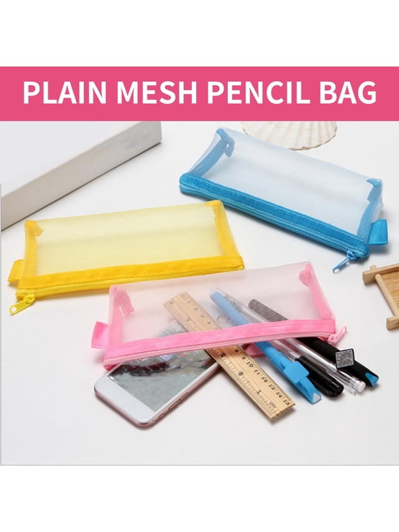 Floleo Small Mesh Zipper Pouch Waterproof Zip Mesh Bags With Label Pocket For School Office Supplies & Cosmetics Travel Accessories Zipper Mesh File Bags Folder