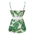 thumbnail image 5 of Usmixi Womens Tank Tops Beach Fashion Empire Waist Button up Lace Ruffle Hem Strap Camisole Tops Summer Trendy Leaves Print V-Neck Sleeveless Shirts Blouse Green m, 5 of 6