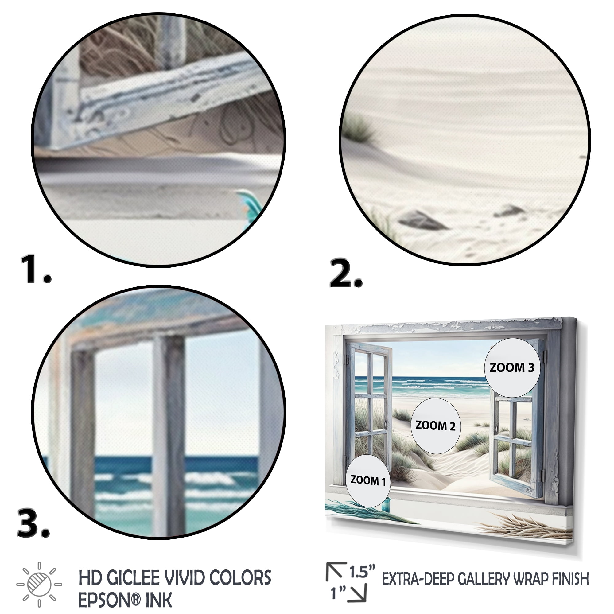 Designart Window To The Beach III Canvas Wall Art