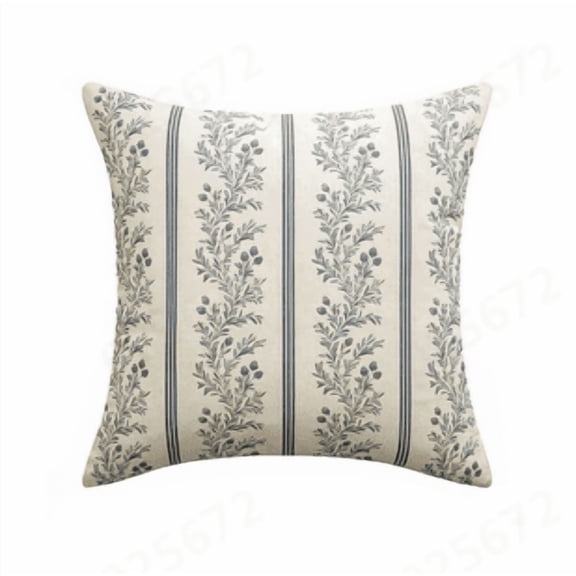 Vintage Throw Pillow Covers 19.7X19.7", Striped Floral Pillow Cover Botanical Patterned Decorative Cushion Covers Modern Farmhouse Home Decor For Sofa Couch Bed Living Room Happy 2026!