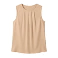 thumbnail image 4 of DHFJKG Sleeveless Tank Top Women Dressy Summer Basic Tee Scoop Neck Solid Color Pleated Business Work Wear For Office Lady Versatile Tops, 4 of 4