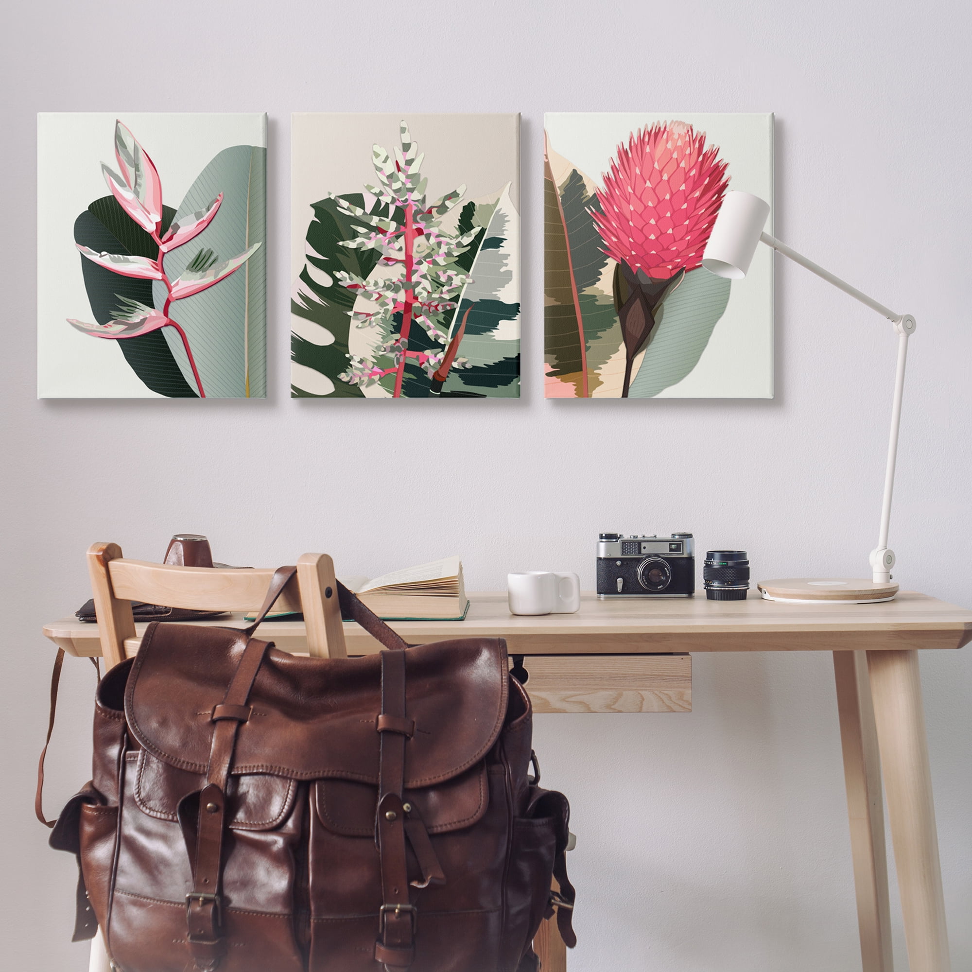 Stupell Industries Modern Tropical Plants Botanical & Floral Painting Gallery Wrapped Canvas Print Wall Art, 24 x 30, Set of 3
