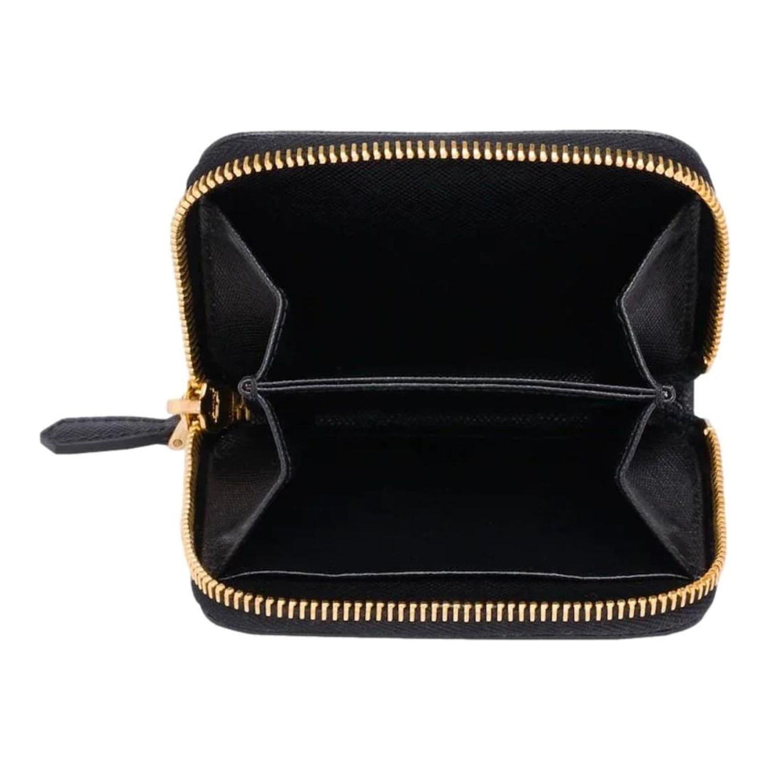 Prada Saffiano Wallet Small Black in Leather with Gold-tone - US