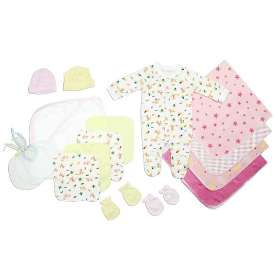 Newborn Baby Clothes Set  17 Pc Layette Gift for Girls  Soft Cotton Onesies & Accessories