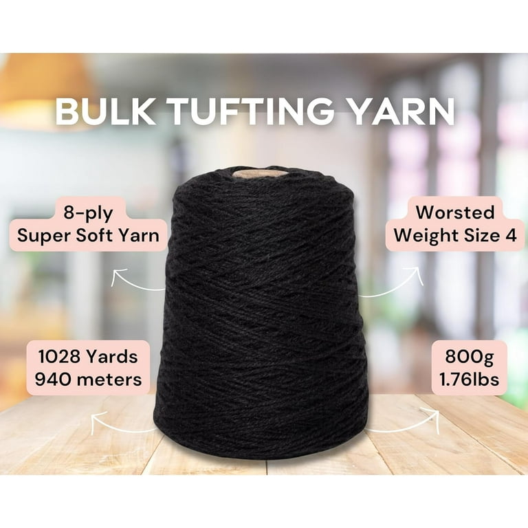 DABLINE Super Soft Bulk Acrylic Yarn for Tufting Worsted Weight Size 4 800g 8 Ply Designed for Tufting Rugs Black Walmart
