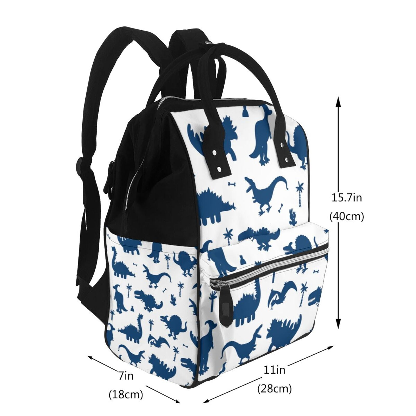 Ratiio Cute Cartoon Dinosaurs Mummy Backpack - Waterproof Twill Canvas, Large Capacity Diaper Bag with Multiple Pockets and Adjustable Straps