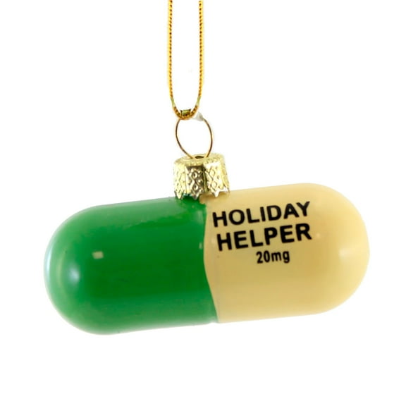 Cody Foster Holiday Helper - 1 Ornament 1.25 Inch, Glass - Ornament Christmas Pill Medicine Capsule Go8292