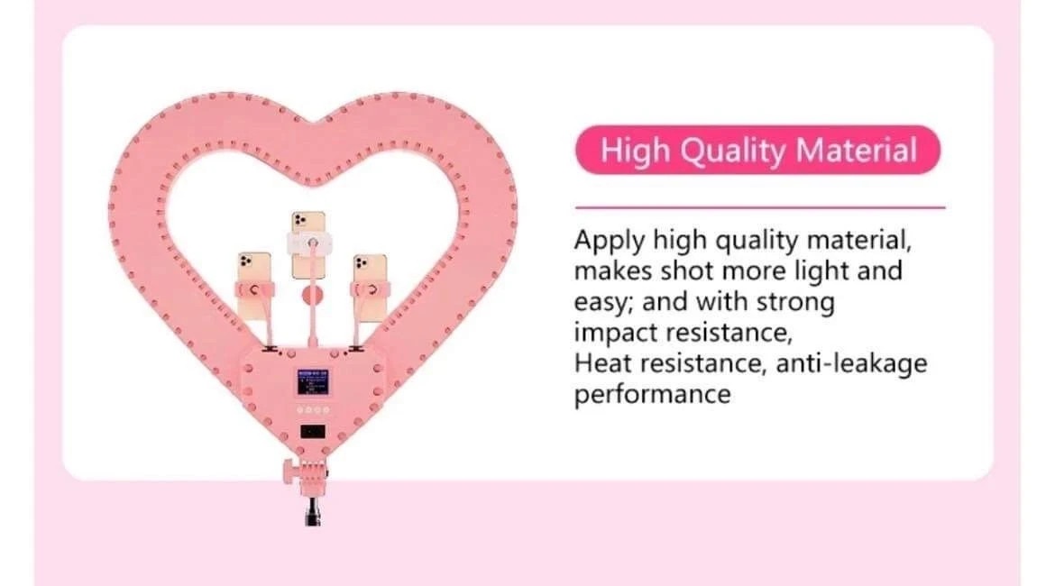 20'' Ring Light Live Streaming Selfie Heart Shaped professional &wireless remote