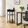 thumbnail image 2 of Yaheetech Industrial End Table with 2-Tier Shelves for Small Spaces Living Room, Rustic Brown, 2 of 7