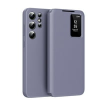 for Samsung Galaxy S22 Ultra Case Smart Clear View, Slim Design Wallet Leather Anti-Scratch Shockproof Phone Case, Card Holder Pocket Cover For Samsung Galaxy S22 Ultra Smart View,Purple