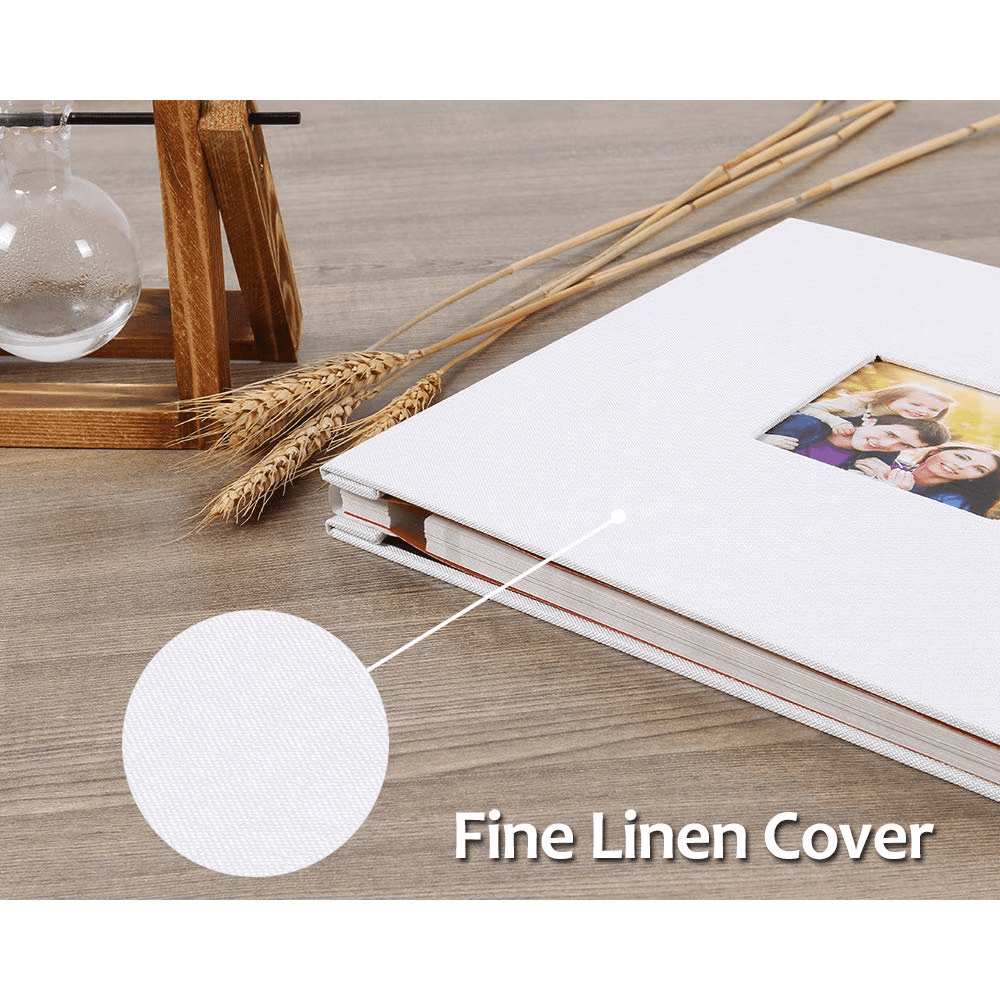 Self Adhesive Photo Album, LUNIQI 40 Pages Linen Hardcover Magnetic  Scrapbook, Burlap Cover for DIY Anniversary, Valentines Day, Travel Memory  Book