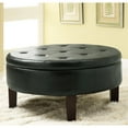 thumbnail image 2 of Coaster Pouf de Rangement Rond en Simili Cuir Marron Foncé, 2 of 3