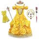 thumbnail image 2 of Vestido de princesa Bella para niñas, vestidos para La Bella y La Bestia, ropa de fiesta para niños, guantes de corona con palo mágico, disfraz para niños, 2 of 5