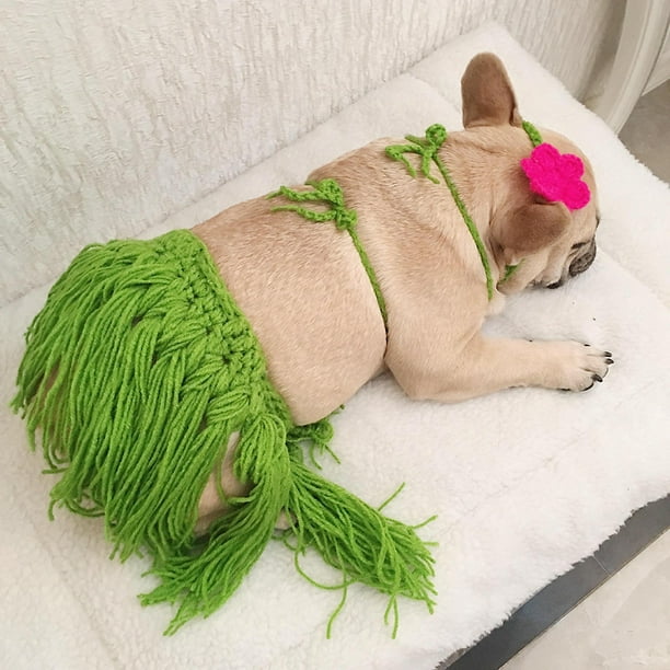 Nobrand Dog Bikini Summer Hawaiian Dog Skirt Pet Costume For Puppies Dogs With Headband Green
