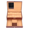 thumbnail image 3 of Caja de almacenamiento de joyas de doble capa de cuero sintético, organizador de collares y relojes con llave, 3 of 14