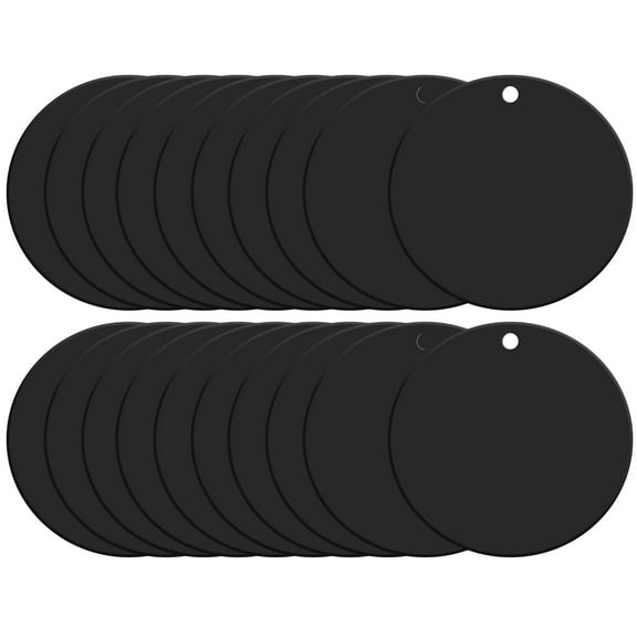 Uxcell Acrylic Keychain Blanks, 4 Inch Round Clear Disc Ornaments with Hole, Black, Pack of 20