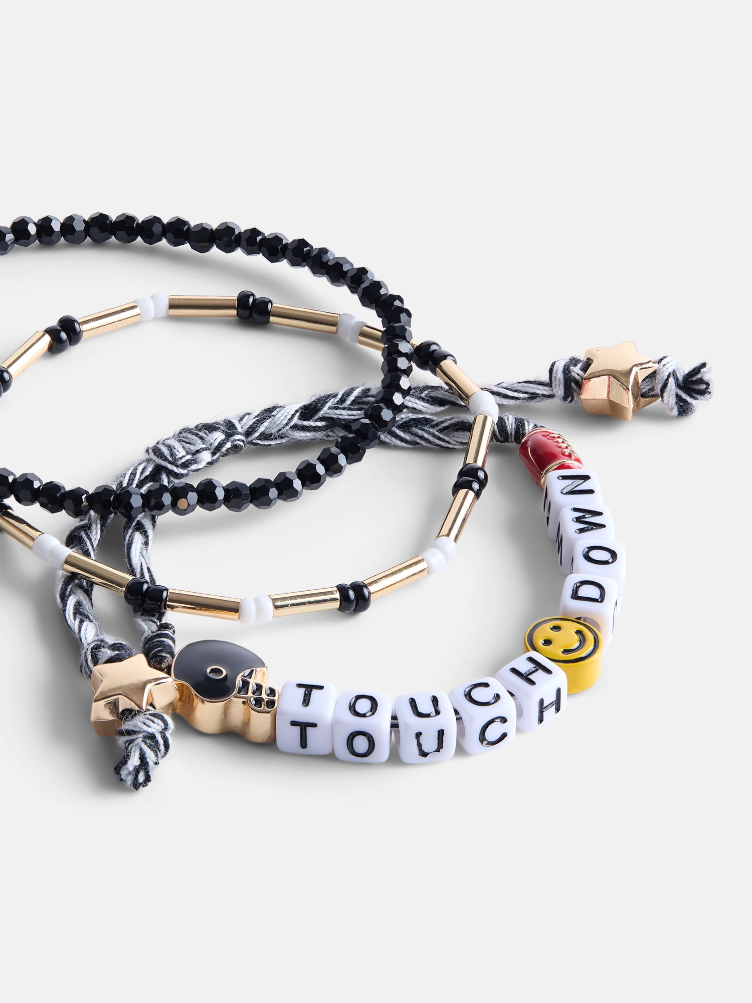 No Boundaries Women's Game Day Beaded Stretch and Slide Bracelets Set, 3 Piece