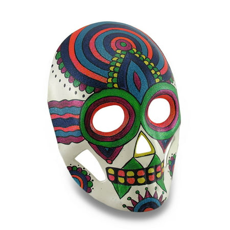 Colorful Sparkling Rainbow Striped DOD Sugar Skull Style Mask