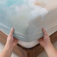 thumbnail image 3 of Full Size Fitted Sheet Set - Teal Beige 3 Piece Bedding Sets 16" Deep Pocket Fitted Sheet with 2 Pillowcases Modern Oil Painting Art Coastal Brushed Microfiber Hotel Luxury Bed Sheets, 3 of 9