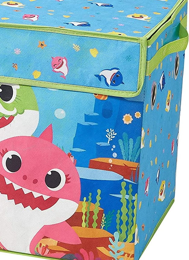 Pinkfong Baby Shark Blue Soft Polyester Canvas Collapsible Toy Storage Trunk for Kids