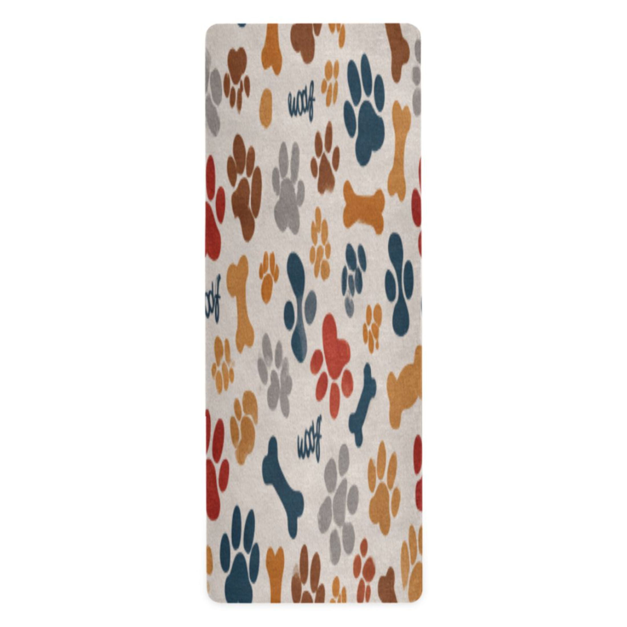 BZSMCE Yoga Mat Women Fitness Mat Earthy Paw Bone Collage Pattern