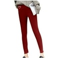 thumbnail image 7 of Fleece Lined Leggings Women Winter Thermal Long Pants Christmas Casual Yoga Workout High Waist Pull On Trousers (2XL, Wine|Heart), 7 of 7