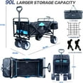 thumbnail image 2 of Heavy Duty Collapsible Wagon Cart, Utility All Terrain Beach Wagon with Wheels&Cooler Bag, Large Capacity Rolling Outdoor Garden Cart with Brake&&Aluminum Frame for Beach Camping Shopping, Black＆Blue, 2 of 7