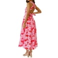 thumbnail image 6 of Qiylii 2022 Summer Women Pleated Maxi Dress Halter Neck Back Cross Sundress Sleeveless Holiday Flowy Floral Maxi Long Dress, 6 of 7