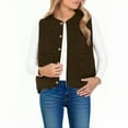 thumbnail image 5 of Womens Sherpa Vest Sleeveless Button Down/Zip Up Cropped Gilet Soft Fitted Fall Winter Warm Casual Jacket with Pockets, 5 of 8