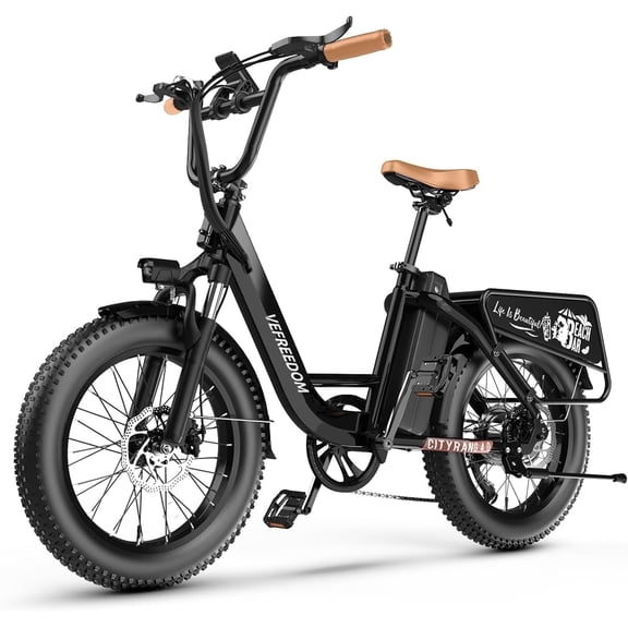 vefreedom Electric Bike for Adults with Peak 500W Motor, 48V 20Ah Removable Battery Fast Ebike,20" x4.0 Fat Tire Commuting Electric Mountain Bike,7-Speed, Step-Thru Bicycle