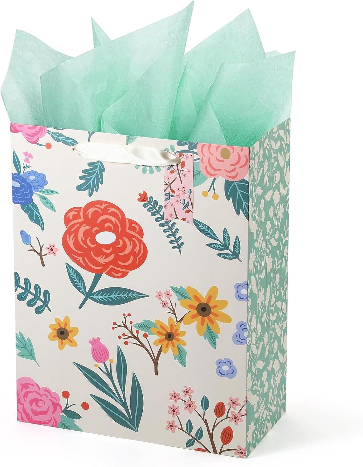 Gift Bag, 13" Large Flower Gift Bag, For Easter, Birthdays, Bridal Showers, Weddings, Baby Showers, Mother's Day, 10" x 5" x 13" with Tissue Paper Visit the Sawnfay St