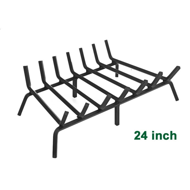 Fireplace Grate Cast Iron 24 inch, Steel log Grate Holder, Fire Grate