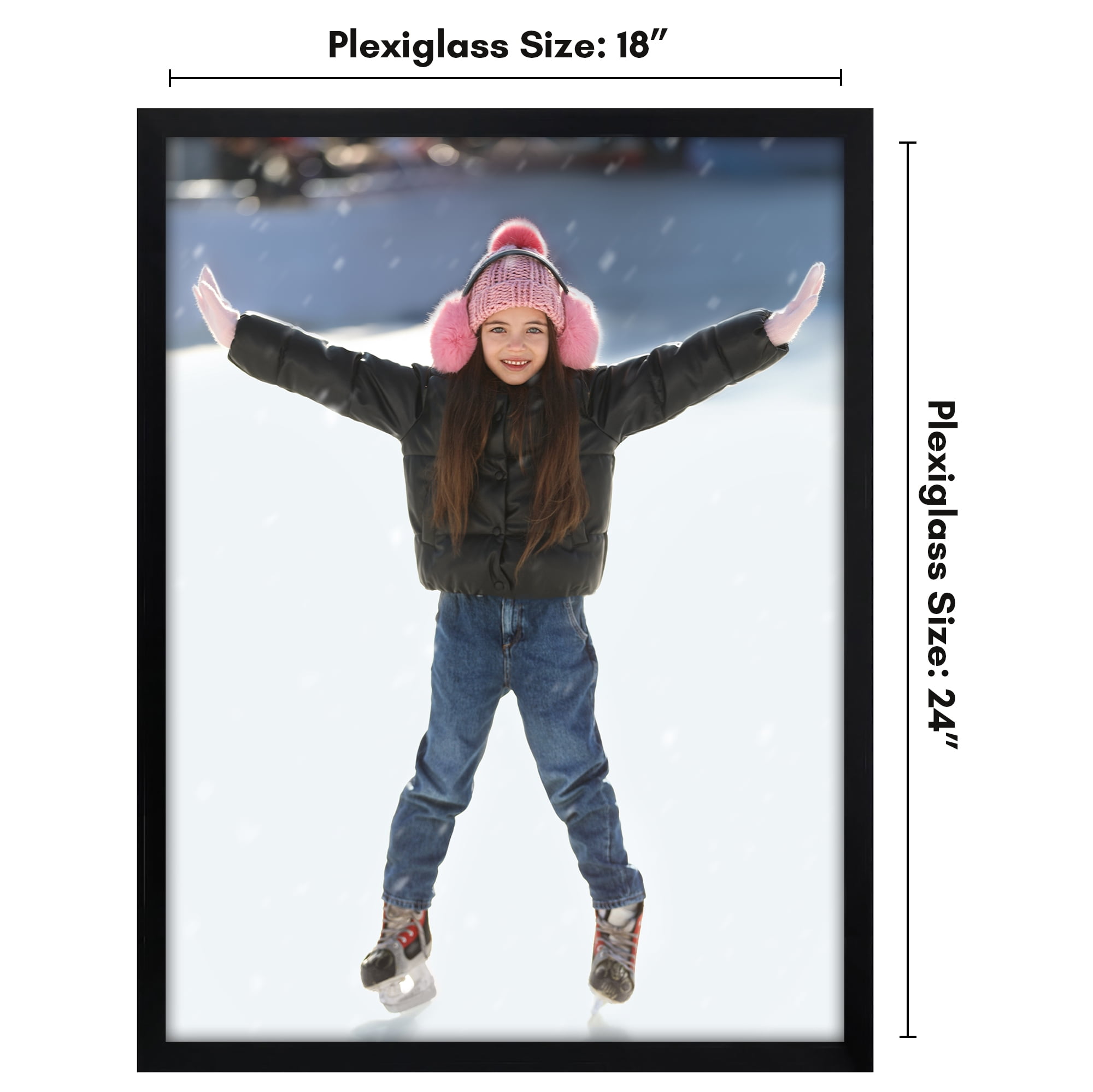 Americanflat 18x24 Poster Frame with Polished Plexiglass Streamline Collection Thin Border Wall - Black