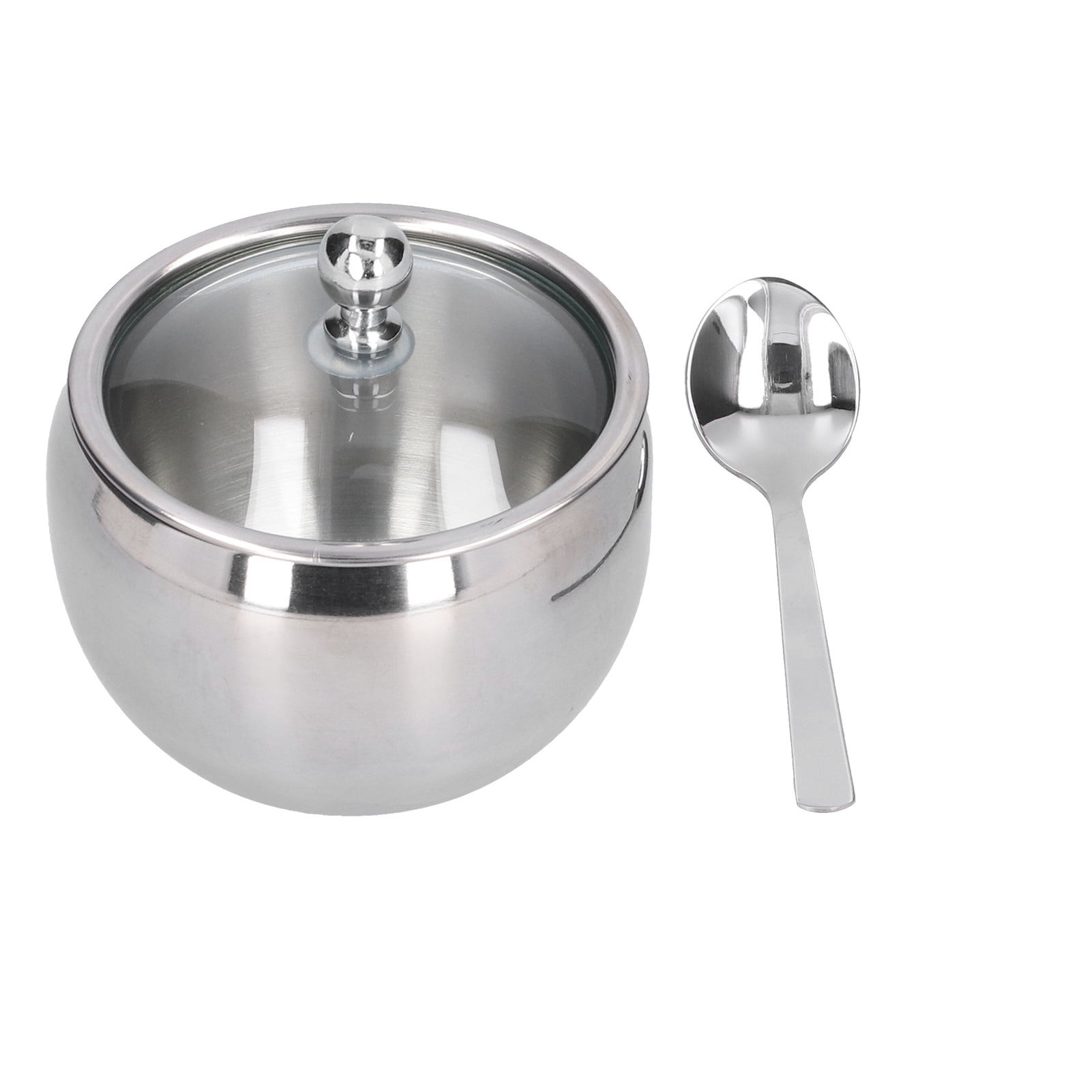 Sucrier En Acier Inoxydable 304 Avec Cuillère - Forme Pomme - Pour Sucre, Sel, épices - Diamètre 8,5 Cm - 6