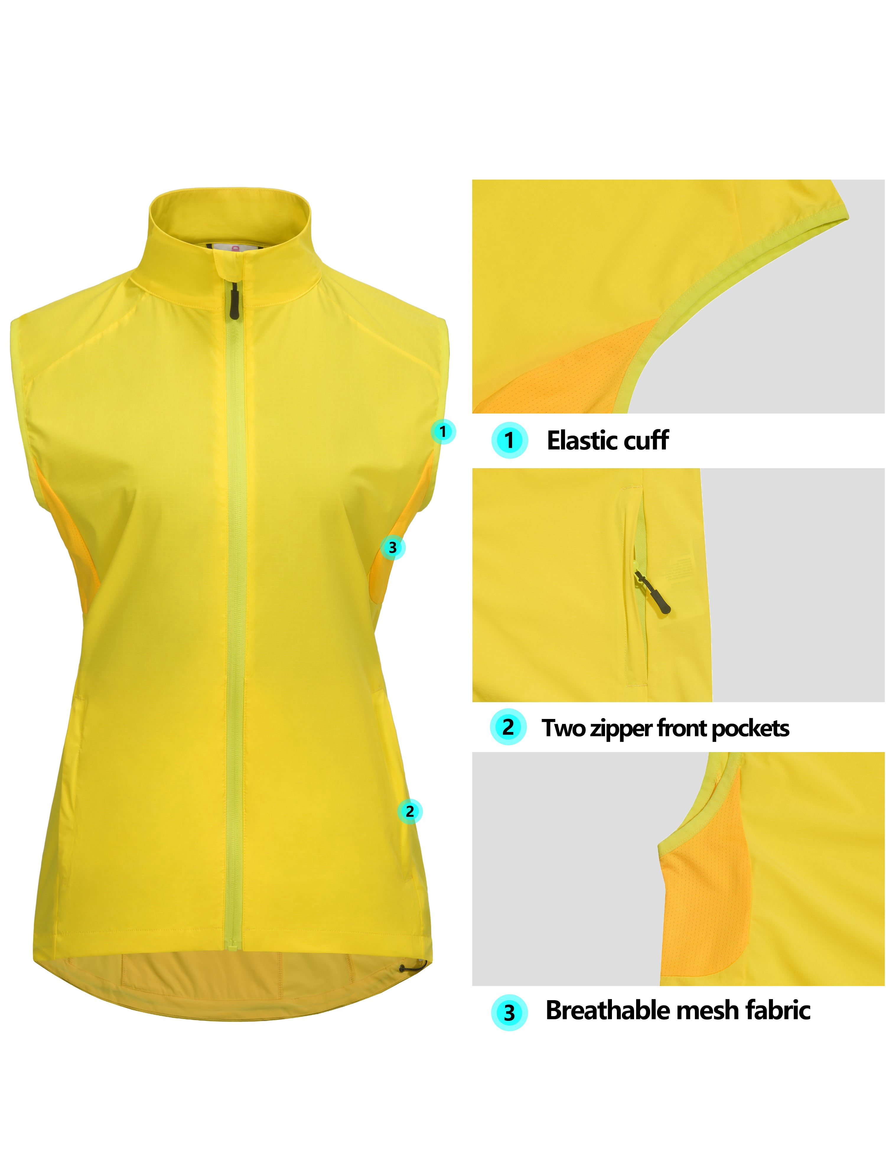 Little Donkey Andy Women's Cycling Vest Reflective Bike Vest, Wind Vest Lightweight Breathable UPF 50 for Golf Running Size XL
