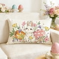 thumbnail image 4 of Easter Floral Tulip Garland Bunny Throw Pillow Cover, 12 x 20 Inch Spring Rabbit Holiday Cushion Case Decoration for Sofa Couch, 4 of 6