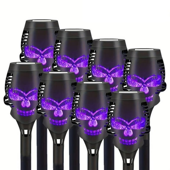 Magicorange 8 Pack Solar Torch Lights, Flickering Flame Solar Lights for Garden Patio Yard Pathway Walkway Landscape (Purple Light)