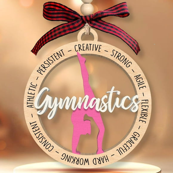 Pawzity Cadeaux de Gymnastique - Ornements de Gymnastique pour Filles, Garçons, Enfants - Cadeaux pour Filles Gymnastes - Ornement de Noël en Bois