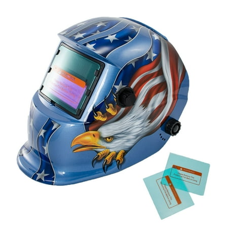 

iMeshbean Solar Powered Welding Helmet w/ Auto Darkening Hood Adjustable Shade PP Material Blue Eagle